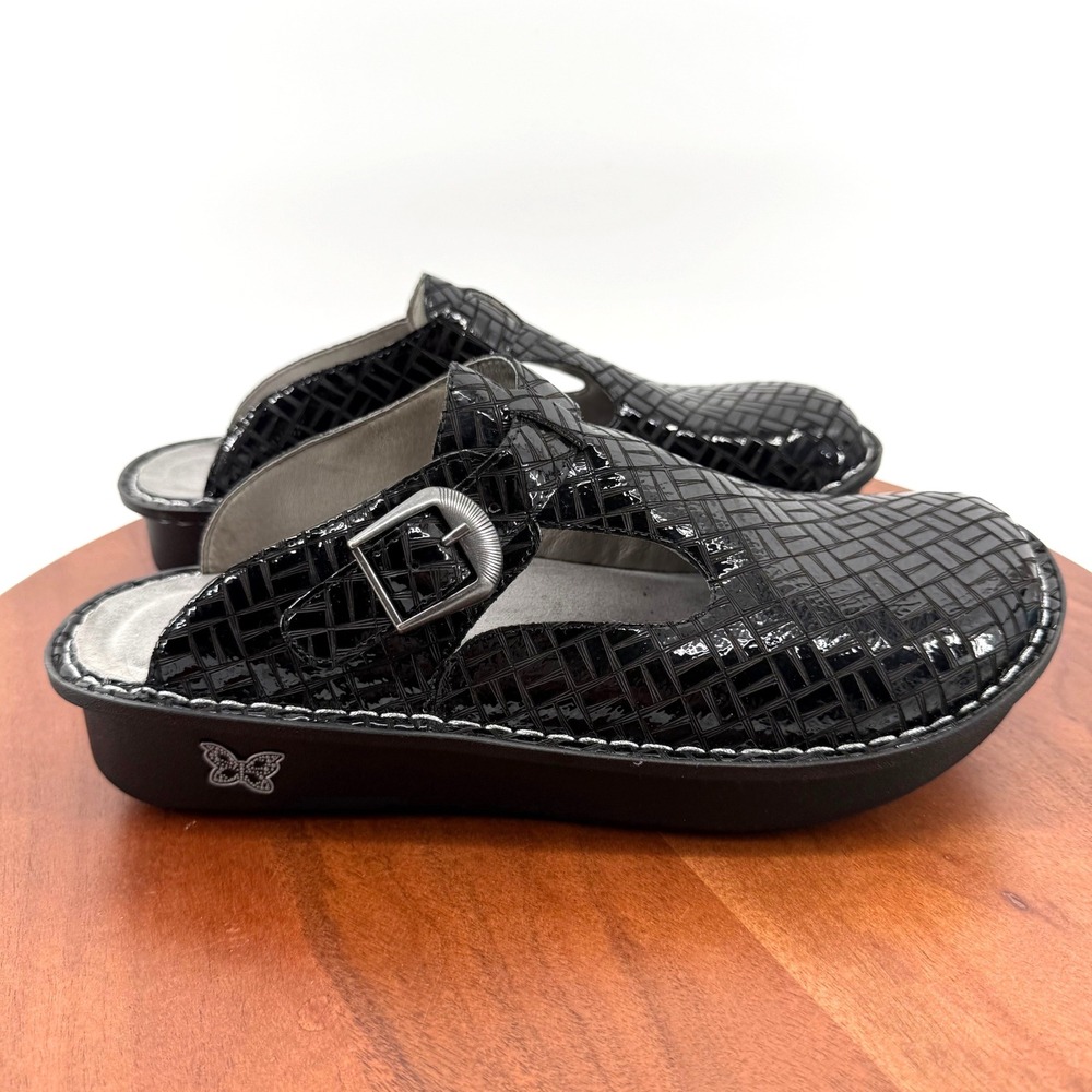 Alegria Classic SCORE Clogs Black Good Leather Embossed  Women EU 42/US 11.5-12